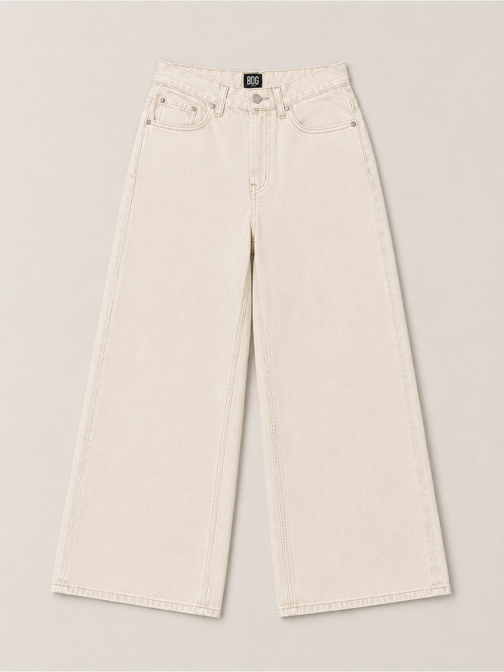 BDG Urban Outfitters High + Wide High Rise Cream Wide Leg Jeans Size 27 Neutral